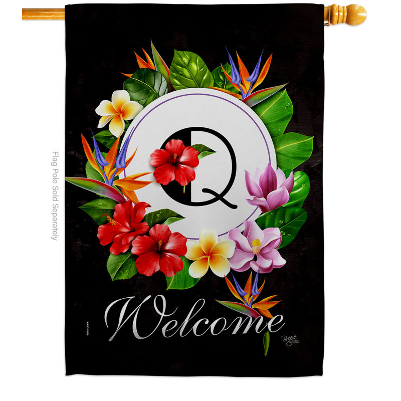 Drapeau de maison tropical en polyester 40 x 28 po à 2 côtés, Q