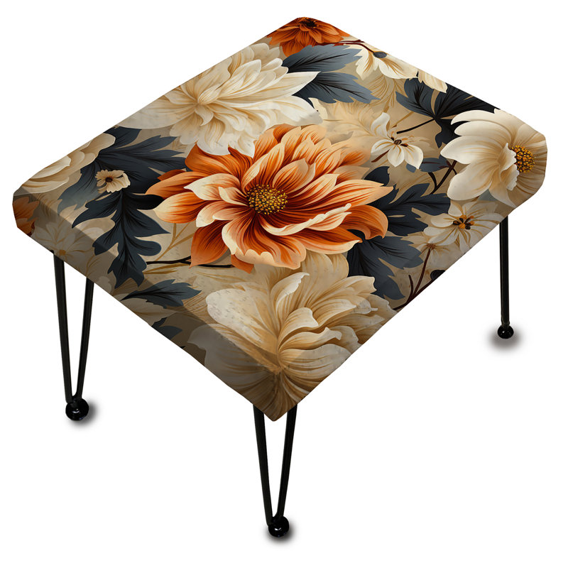Mosaic Beige and Orange Botanicals - Repose-pieds rectangulaire floral
