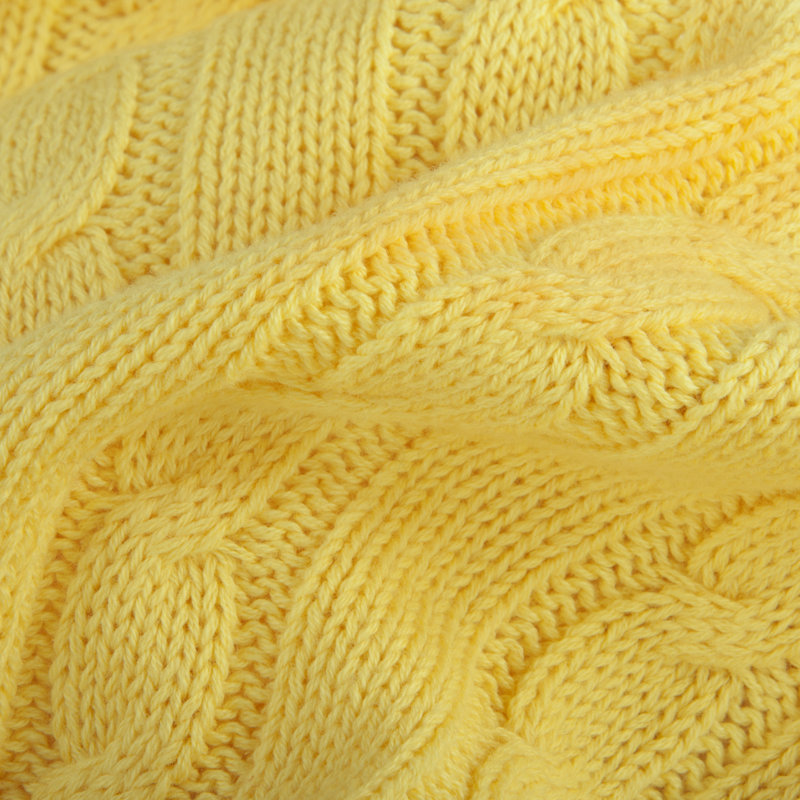 Jeté tricoté, jeté 100% pur coton, lavable à la machine, confortable - NTBAY, Jaune, L 67 po x l 51 po