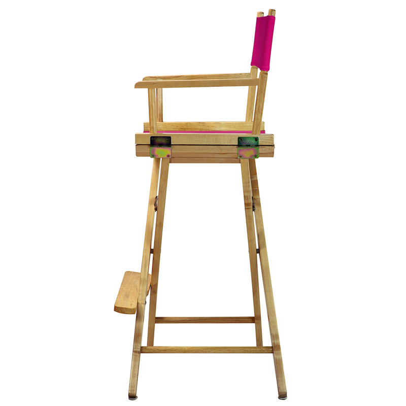 30" Folding Director Chair with Canvas, Natural, Magenta