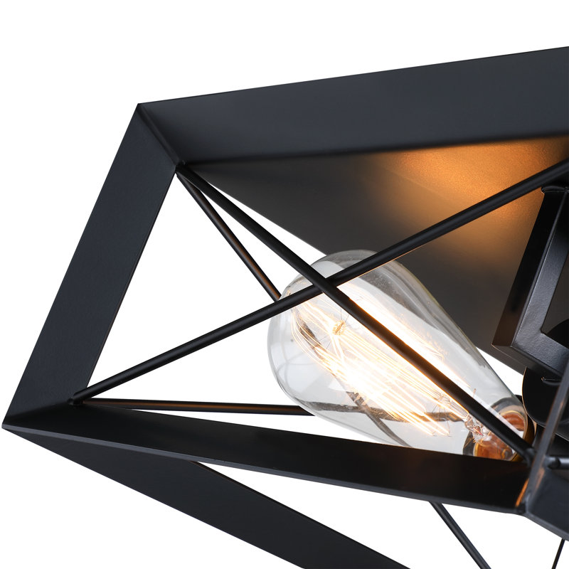 2-Light 12in" Square Flush Mount Light Fixtures with Matte Black Finish
