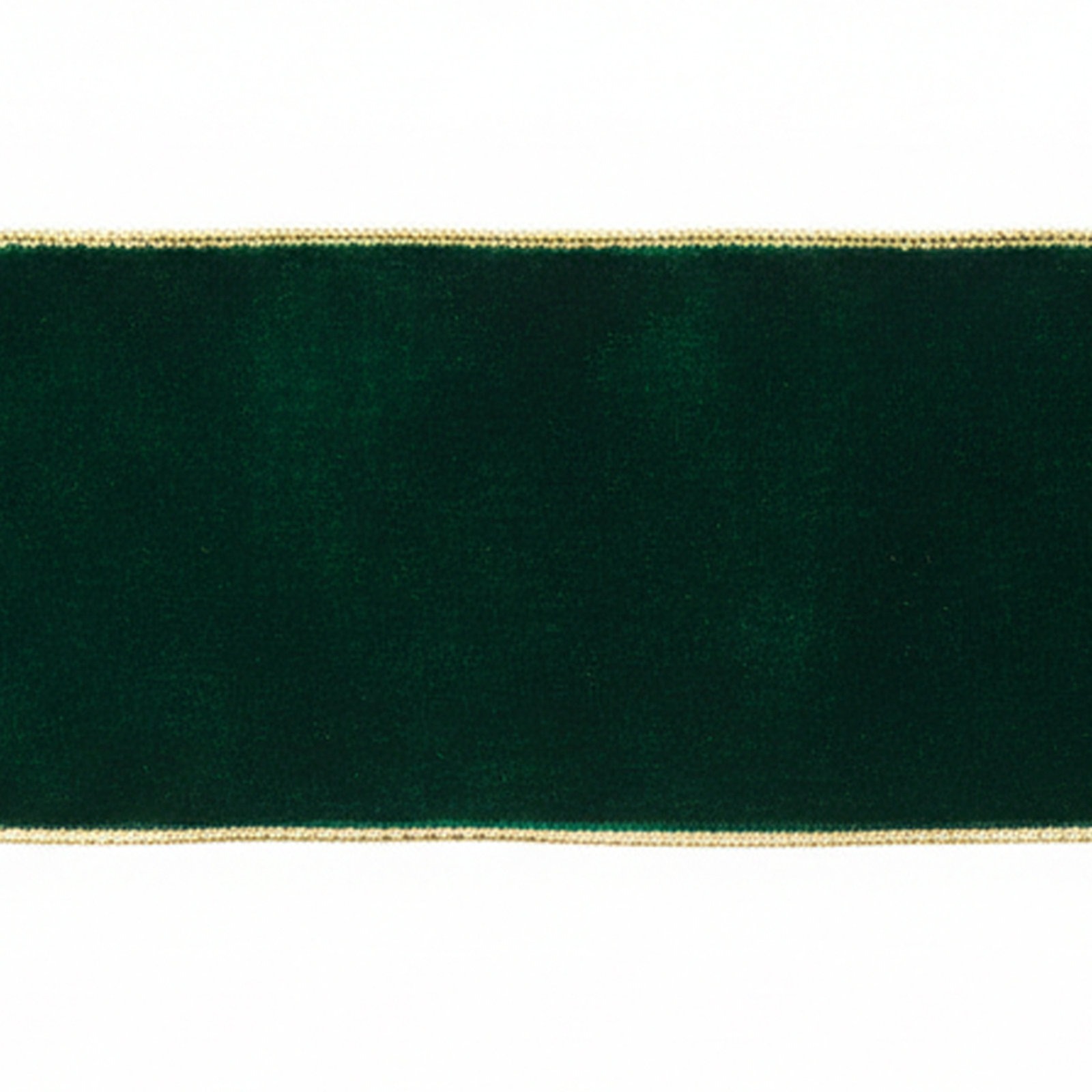 Vickerman 10 Yds Velvet with Gold Trim/Backing Ribbon., 0.2" H x 360" W x 4" D, Emerald