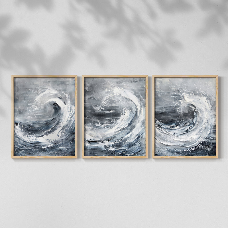 Série XXV Sea and Shore - Ensemble de 3 estampes numériques - Prêt à accrocher, Naturel, H 20 po x l 48 po
