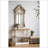 35.5" X 14" X 32" Distressed White And Natural Wood Shelf Tray, French Country Console Table