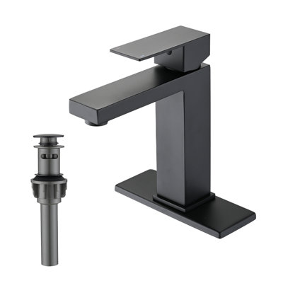 Robinet de salle de bain monocommande de la série Avelora avec bonde escamotable et construction en acier inoxydable