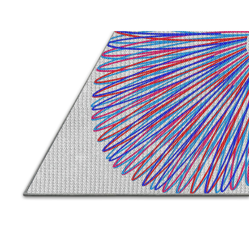 Tapis bleu/rouge à motifs, Rectangle 4 pi x 6 pi