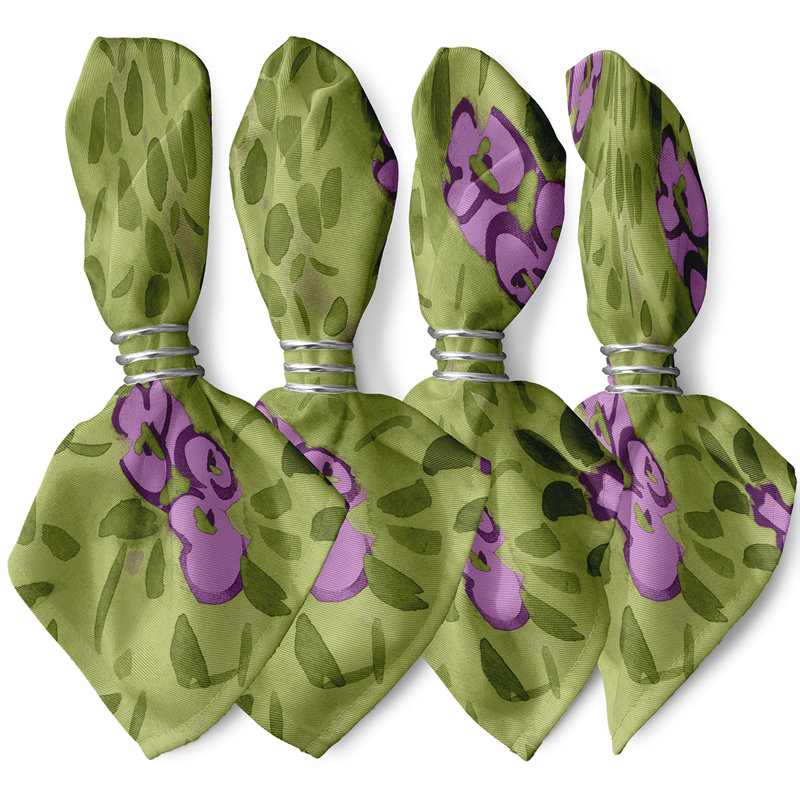 Lonston Polyester Floral Square Napkin, Purple