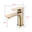 Robinet de lavabo pour salle de bain à poignée simple en or brossé - style moderne, laiton, valve en céramique, poignée, fixation murale, finition du robinet chaud et froid, cartouche, montage, option-123061732