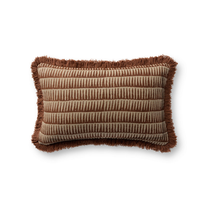 Coussin décoratif Loloi, Naturel / rouille abstrait, Rectangle H 13 po x l 21 po