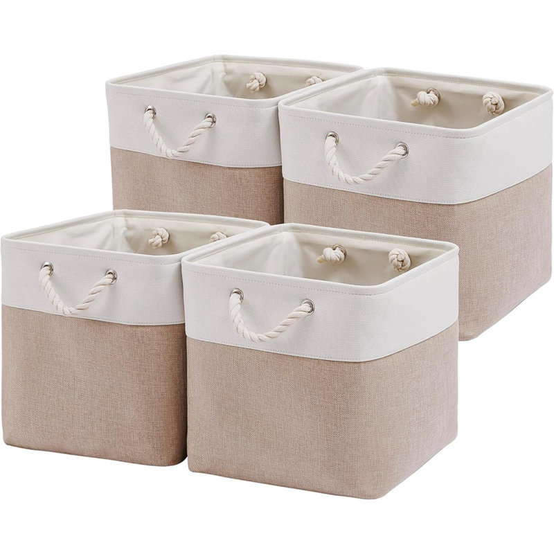 Bacs de rangement cubiques, 4 grands bacs de rangement en tissu pliables avec cordes, cubes de rangement pliables pour la maison, le bureau, le placard, les vêtements et les jouets