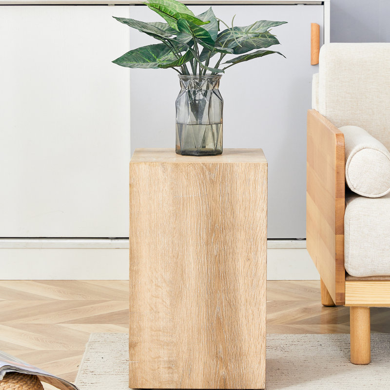 Table basse 12 x 12 x 19,6 en grain de bois naturel, Naturel