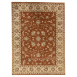 Hand Knotted Wool Oriental Area Rug in Rust And Ivory