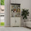 5 Tier Cube Display Cabinet with Adjustable Shelves and Barn Doors-129936484