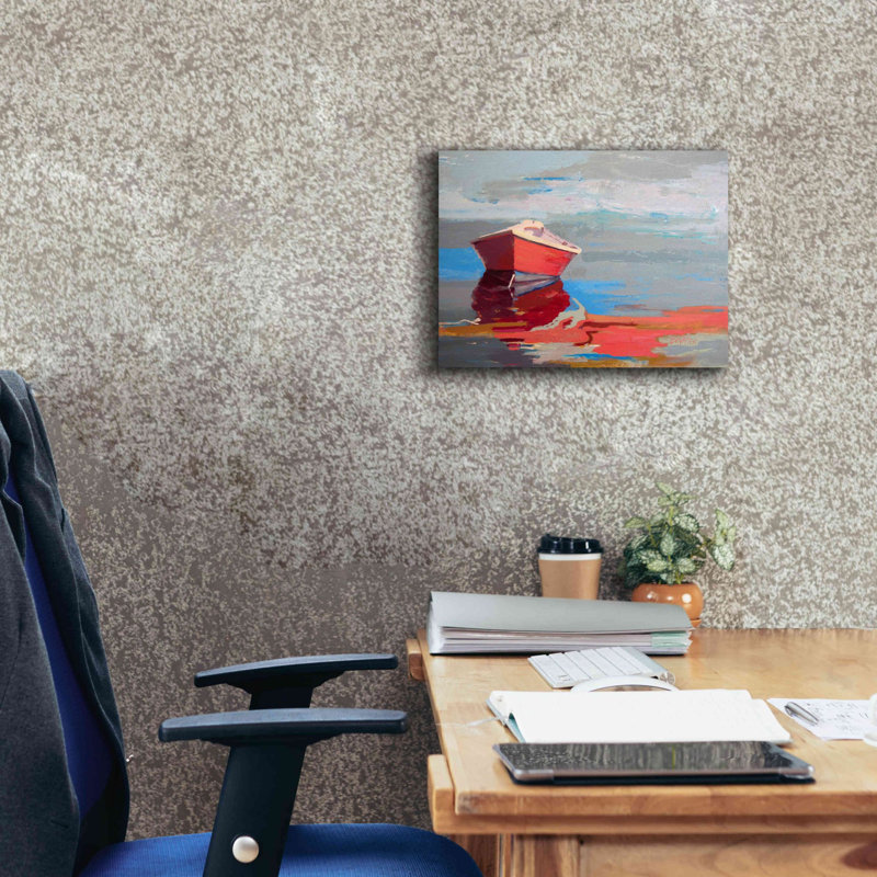 «Red Boat Rhythm» par Beth Forst, estampe numérique sur toile, H 12 po x l 16 po x P 0,75 po