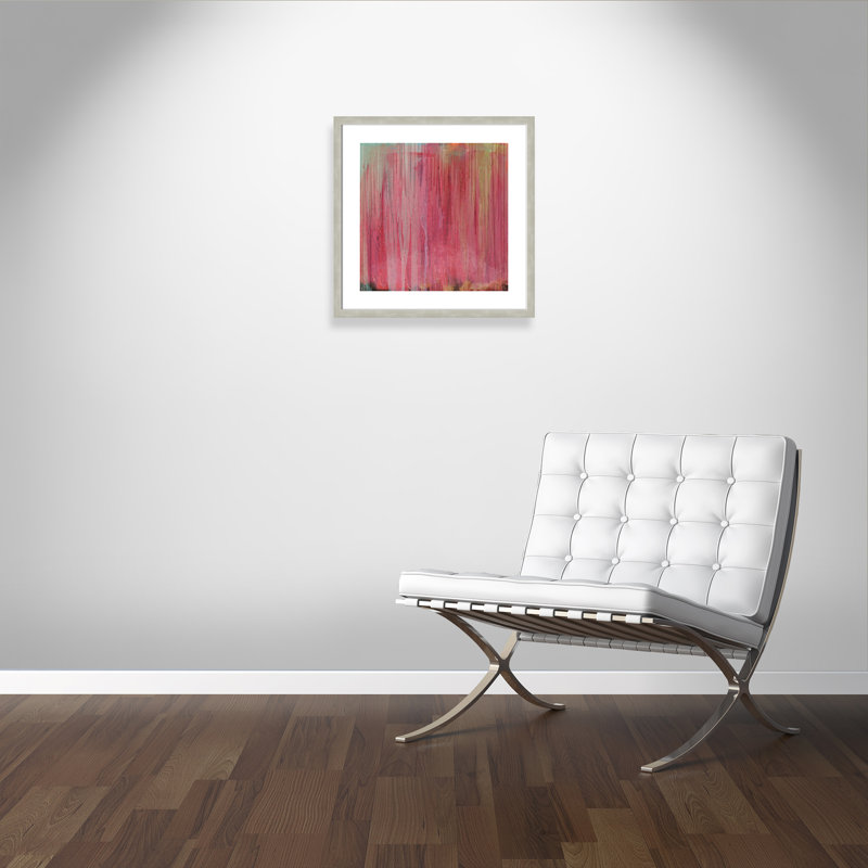 Cascade rose - peinture encadrée, H 24 po x l 24 po x P 1,13 po, Argent chaleureux
