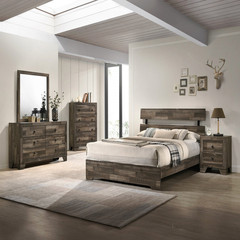 1Pc Rustic Six Drawers Storage Dresser Wooden Bedroom Furniture, Brown