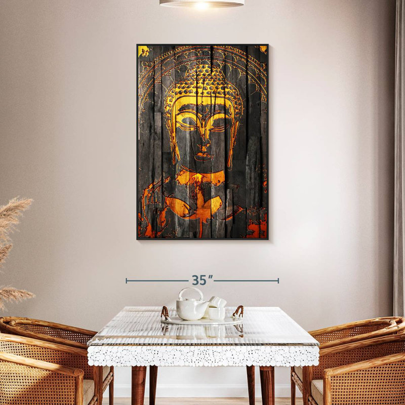 Rustic Buddha, 31" X 46", Floating Frame Black