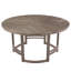 Table de salle à manger ronde en bois d'acacia massif brun rustique avec trou pour parasol-1682886581