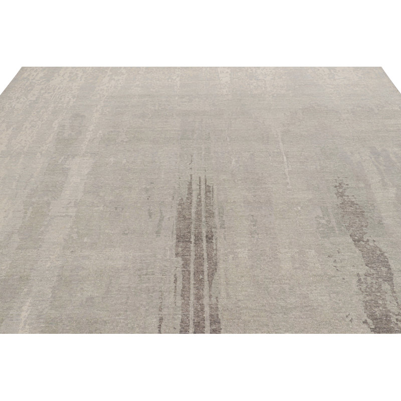Rug & Kilim’S Modern Distressed Rug In Gray With Abstract Minimalist Patterns