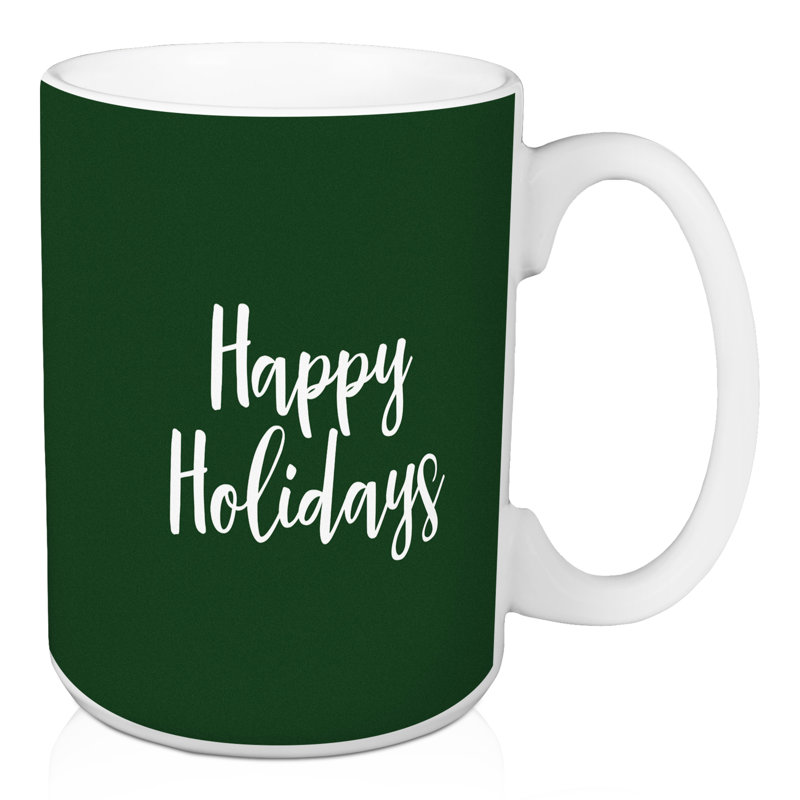 Grande tasse à café joyeuse fêtes Hansel, Vert foncé