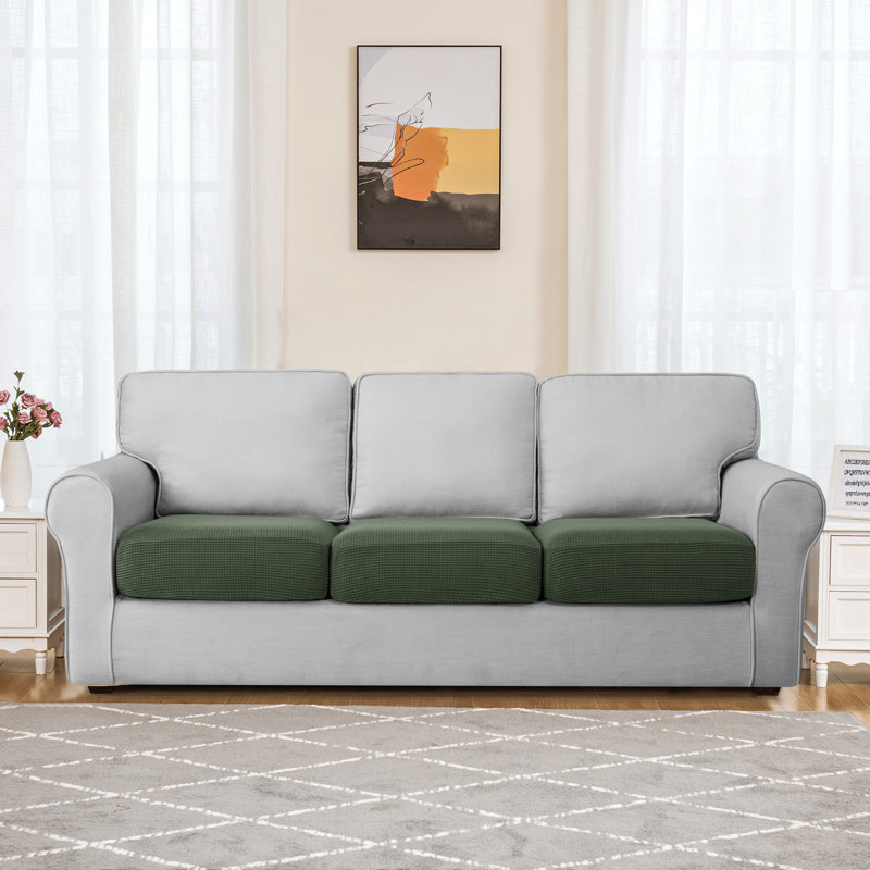 Housse pour canapé à coussins carrés Allington, Mélange de polyester olive terne