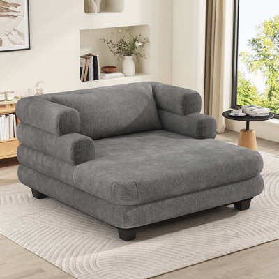 Canapé-lit rembourré surdimensionné en chenille surdimensionné avec assise profonde et accoudoirs superposés pour salon ou chambre à coucher