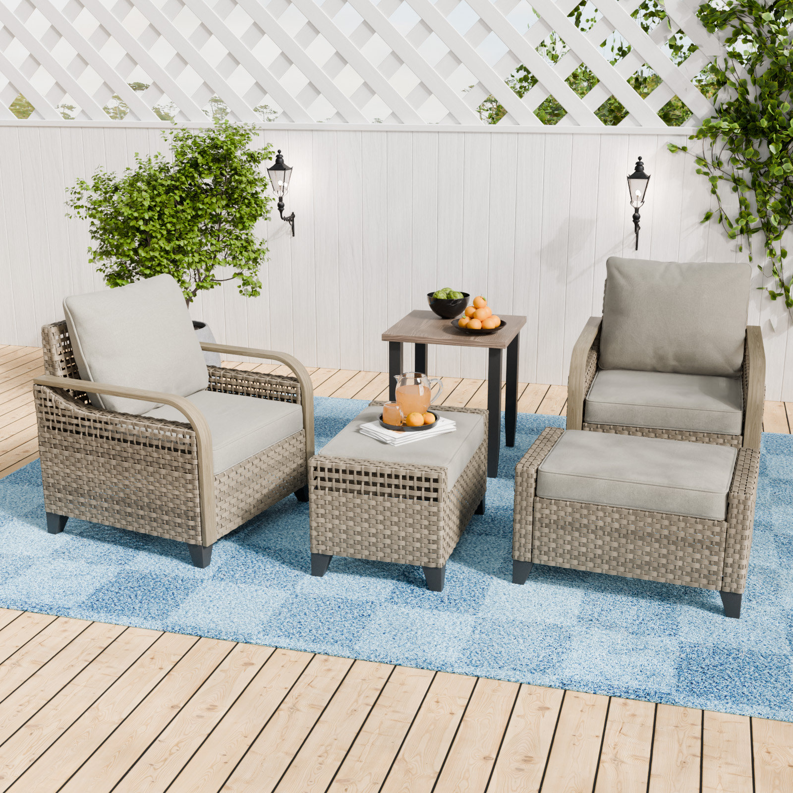 Lark Manor Mattice 2 Person Outdoor Seating Group with Cushions Wayfair