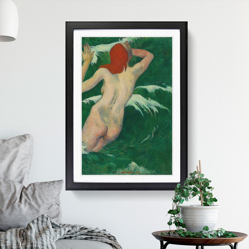 In the Waves by Paul Gauguin - Picture Frame Painting, Black, 36cm H x 27cm W x 2cm D