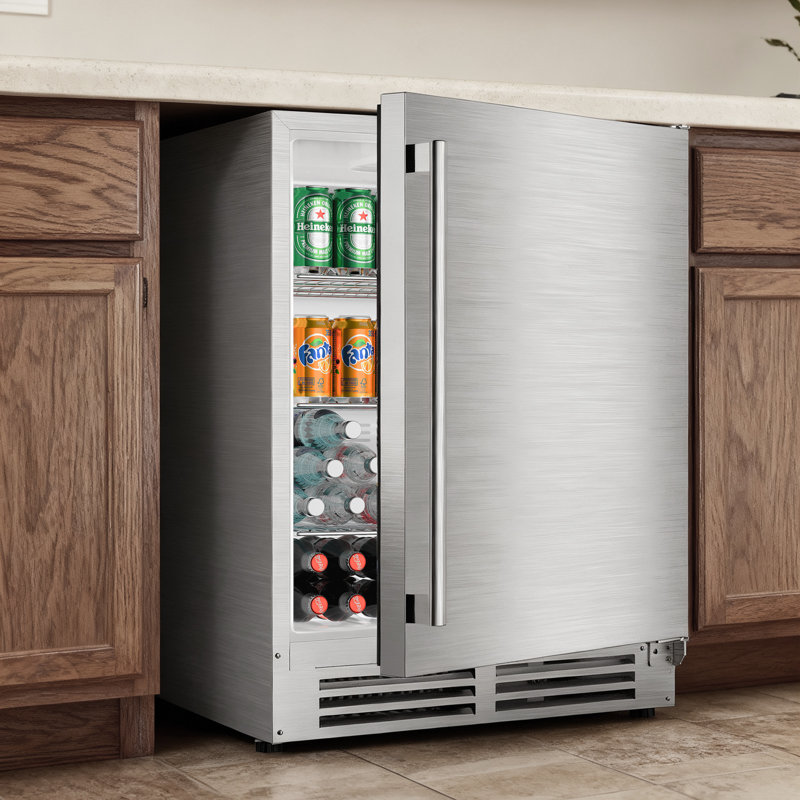 Coolake 24 Inch 180 Cans (12 Oz.) 5.3 Cubic Feet Built-in Or Freestanding Outdoor Refrigerator For Patio