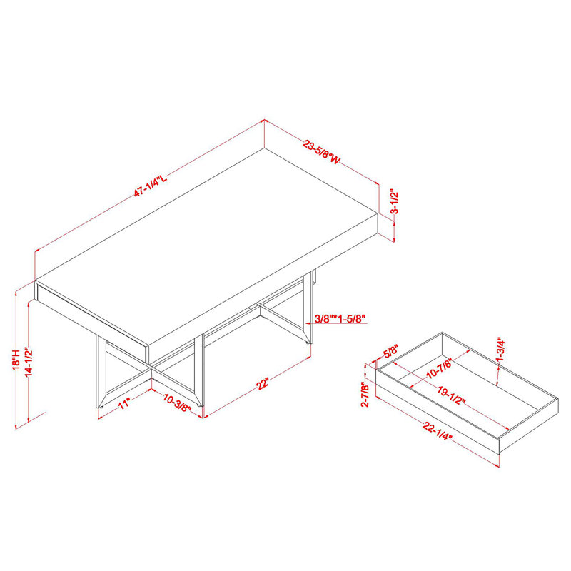Table basse avec rangement Desales, Gris