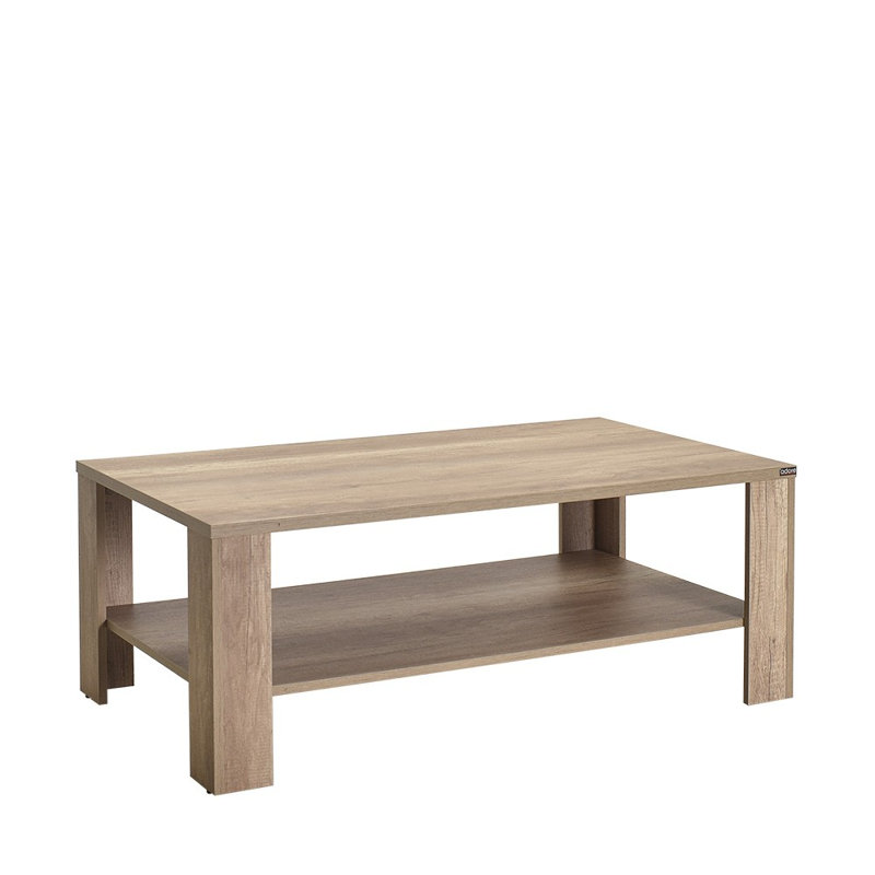 Table basse moderne avec rangement supplémentaire, noyer clair, 43,3 po x 16,5 po x 25,6 po | Panneau de particules 100% enduit de mélamine, durable et élégant | Parfait pour le salon et les espaces contemporains, design élégant