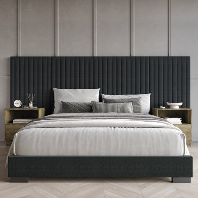 QUEEN SIZE WALL BED IN CHARCOAL GREY LINEN