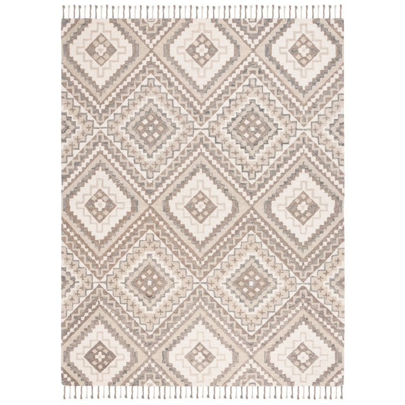 Tapis à motif sud-ouest en laine touffeté à la main Bridgette, Rectangle 8 pi x 10 pi