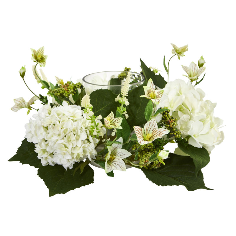 Hydrangea Candelabrum Silk Arrangement, 6"H x 16"W x 16"W