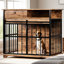 Safe Dog Cage With Solid Wood Top, 69.27 Lb, Good For Puppies And Secure Kennel Rounded Bars, 34.67 Inches Long, Indoor Use