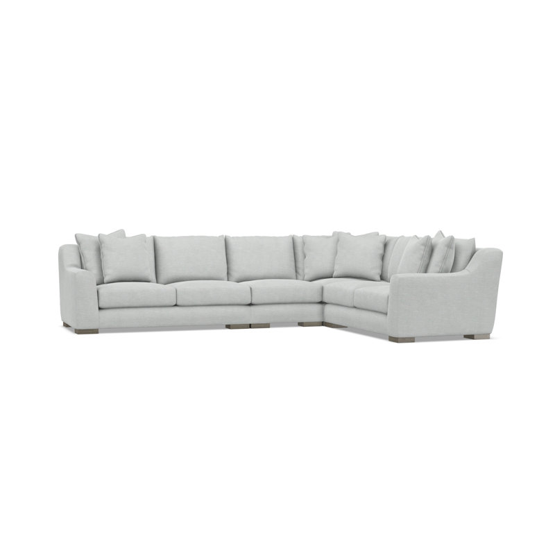 Gabi 5-Piece Fabric Sectional, Light Gray Polyester Blend, 35" H x  140" W x 110" D, Right Hand Facing