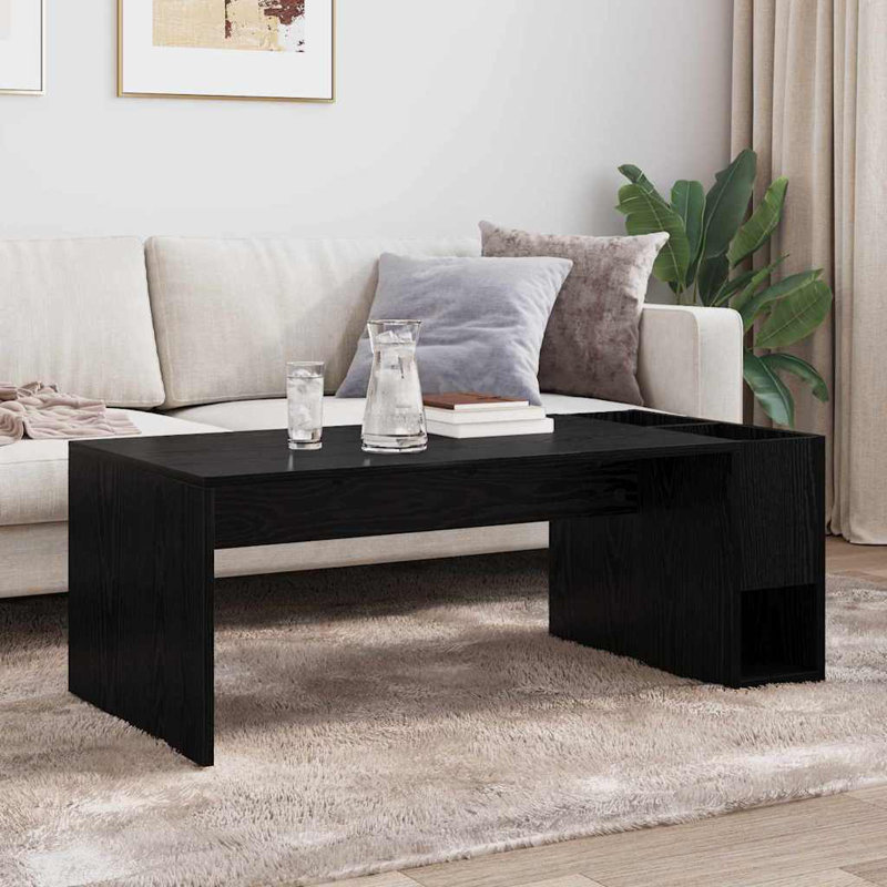 Coffee Table with Storage, Black Oak