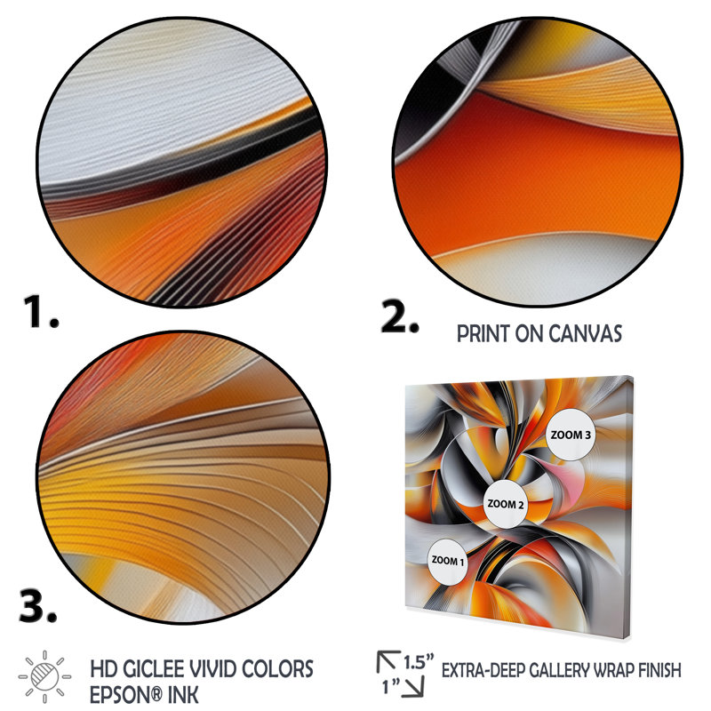 «Geometric Orange Fragment Vector IV», reproduction d'art géométrique abstraite, H 36 po x l 36 po, Argent argent