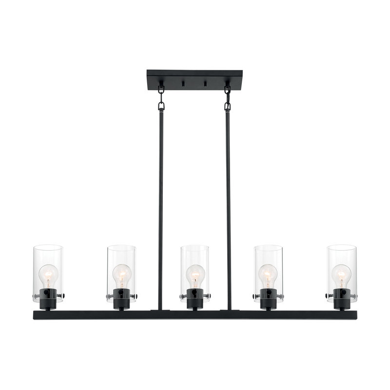 Luminaire suspendu pour îlot de cuisine à 5 lumières Barines, Noir mat