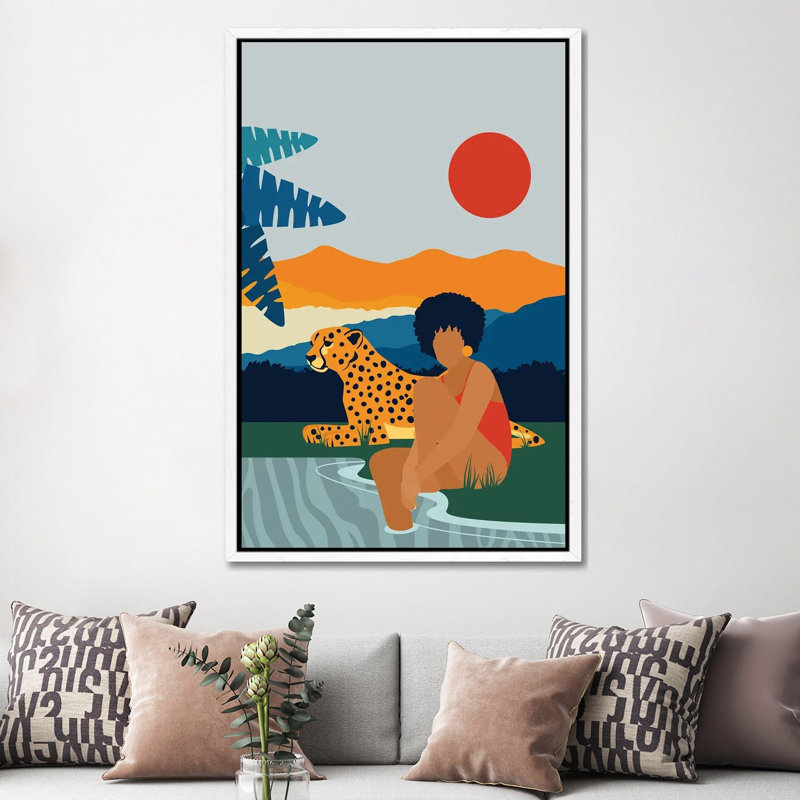 Jungle Boogie - Print on Canvas, 152.5 cm H x 101.5 cm W, White Framed