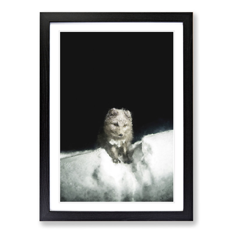 Arctic Snow Fox Vol.2 - Picture Frame Painting, Black Framed, 65cm H x 48cm W x 2cm D