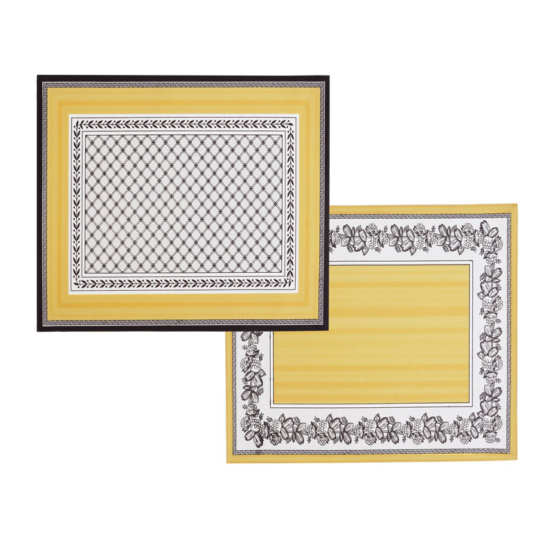 Audun Yellow and Black Cotton Reversible Placemats Set of 4