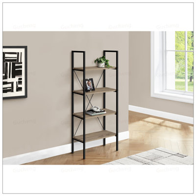 Contemporary 4-Tier Bookshelf With Metal Frame, Ideal For Office And Bedroom Storage And Display