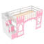 Lit mezzanine simple rose avec espace de rangement, escalier et fenêtre-1426766037
