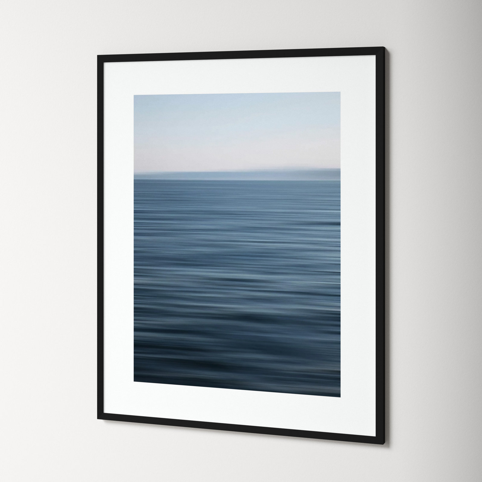 Abstract Blue Horizon Photo Print, Black Framed Paper, 43.12" H x 34.12" W x 0.88" D