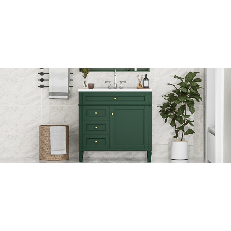 Armoire de salle de bain 36 po avec lavabo. Matériaux modernes et fonctionnels. 2 tiroirs, tiroir escamotable pour le rangement. Robinet de salle de bain de 4 po convenant à un robinet central, 36 po. Couleur. Armoire. Convient aux robinets. Espace généreux. Très grand.