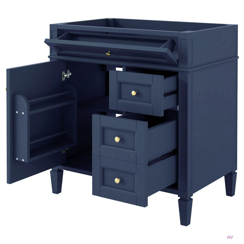 Meuble-lavabo de salle de bain de 30 po sans lavabo supérieur, armoire de rangement moderne avec 2 tiroirs et un tiroir rabattable (BASSIN INCLUS)