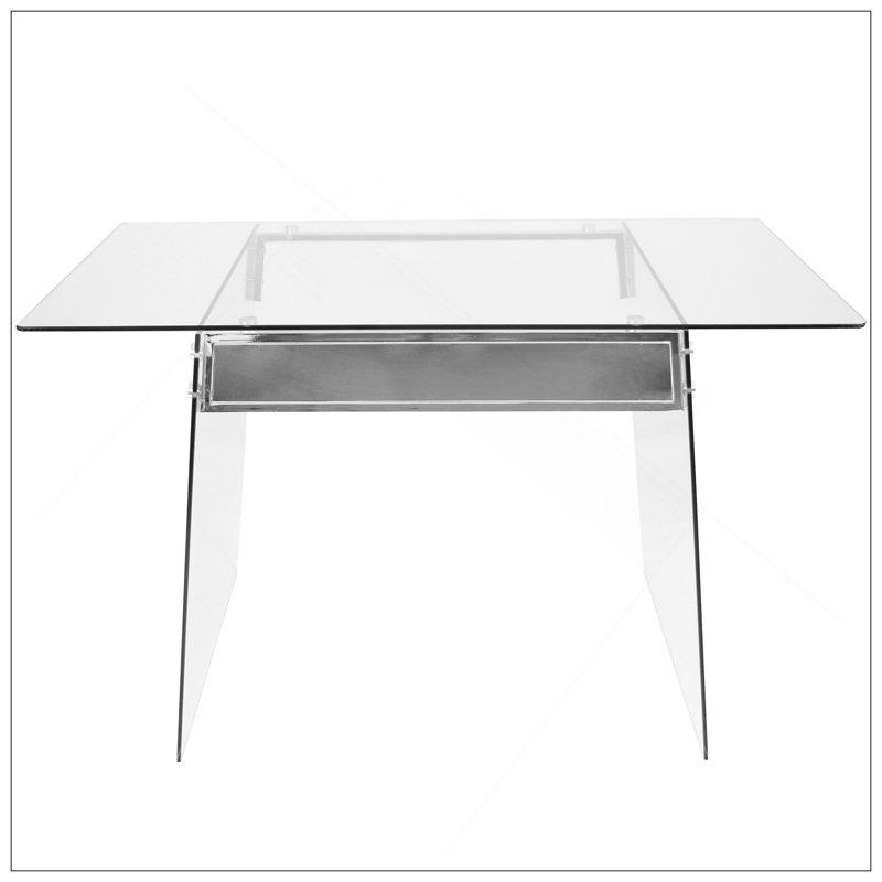 Bureau moderne et élégant transparent et chromé pour une utilisation polyvalente
