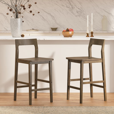 Tabouret de comptoir en bois massif avec repose-pieds