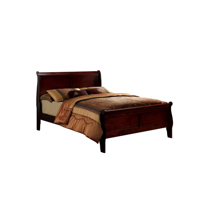 Lit double en bois massif cerisier pour chambre à coucher Grace